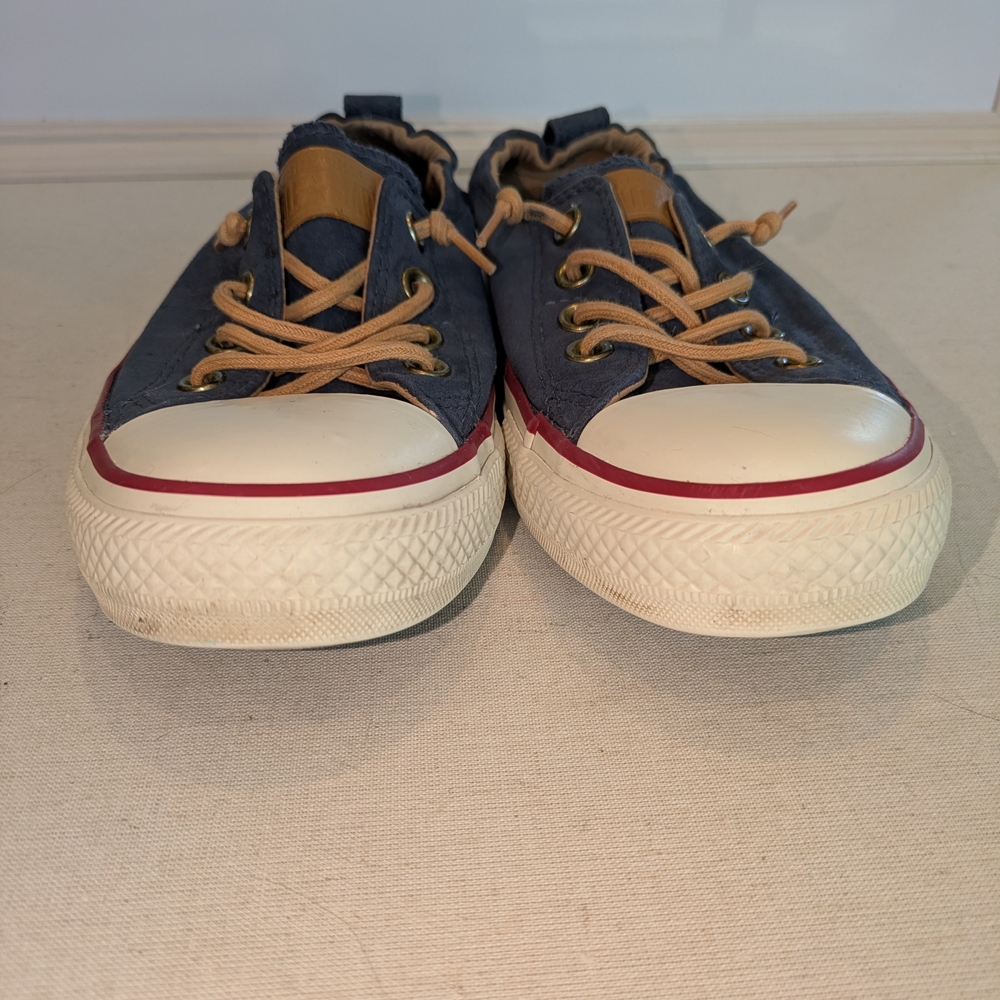 Converse Women's Blue Canvas Low-Top Sneakers with Tan Laces Size 9 - Picture 4 of 9